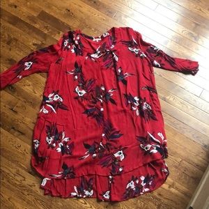 Boutique Red floral long sleeve dress